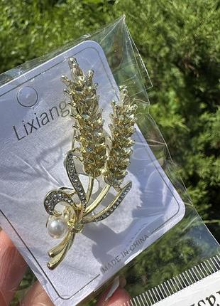 Колосок брошка 🩵💛