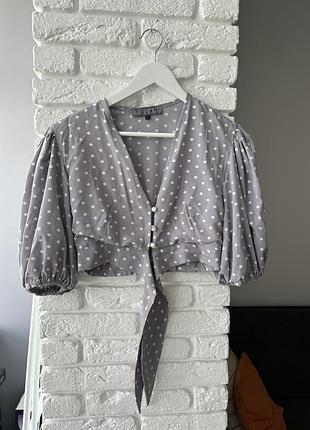Топ літній жіночий в горошок на зав’язках volan розмір s