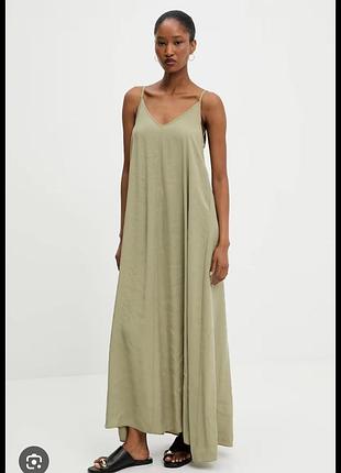 Стильное свободное платье сарафан с карманами