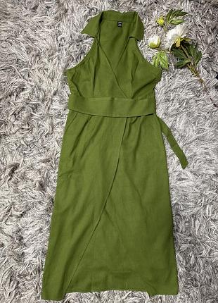 Невероятное льное платье с открытыми плечами shein