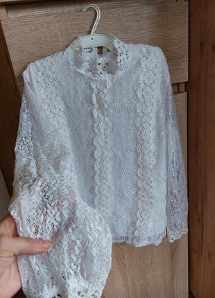 Красива мереживна біла блуза🔥🔥🔥