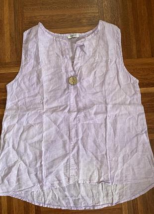 Нова льняна льон 💯 блуза сорочка без рукавів puro lino 40 l італія 🇮🇹