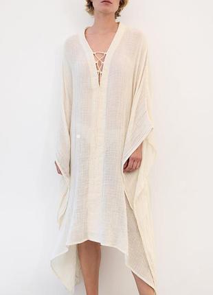 Пляжное платье с льном от zara, размер m-3xl❤️
