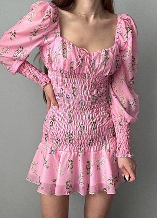 Платье в цветочный принт, платье в цветы, нежное платье в цветы, изысканное платье, яркое летнее платье