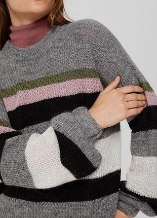 Легкий свитер с альпакой полоска шерсть унисекс оверсайз кэжуал джемпер