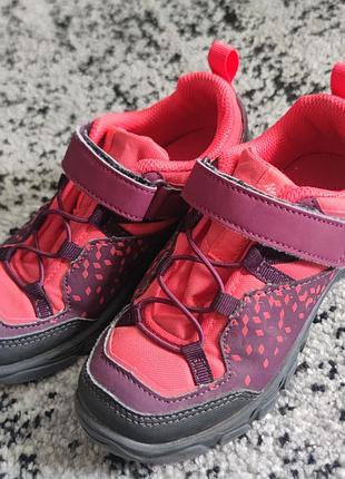Детские туристические кроссовки на липучках mh120 low kid girl фиолетово-красные.