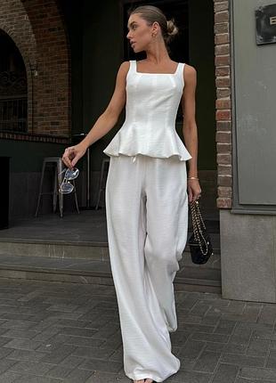 🎉 останні 🎉розпродаж 🍂🎉
 костюм літній легкий прогулянковий штани та топ баска віскоза преміум