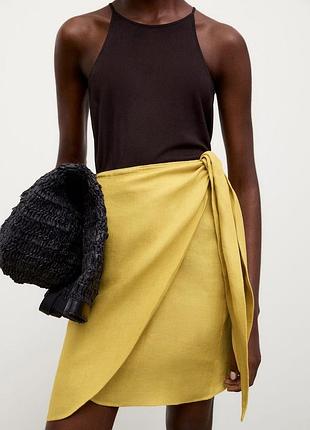 Льняная юбка на запах massimo dutti