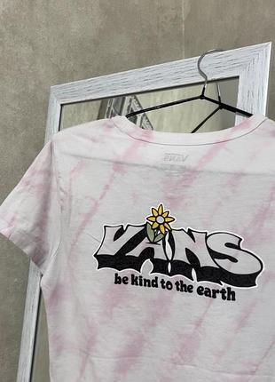 Жіноча футболка тай дай рожева біла від бренду ванс vans оригінал