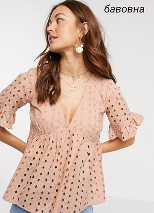 Невероятная хлопковая блуза asos из прошвы в романтичном стиле бохо