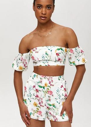 Летние шорты с цветочным принтом gepur шортики с высокой посадкой гепюр