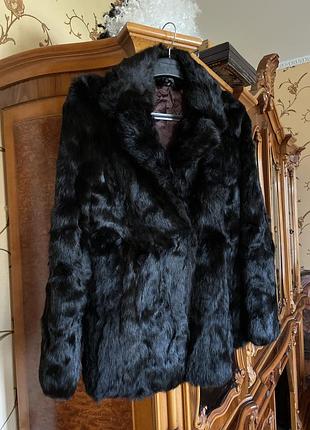Шуба із кролика натуральна 100% чорна коротка розмір с жіноча