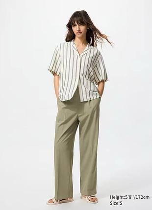Брюки uniqlo зеленi pleated wide trousers