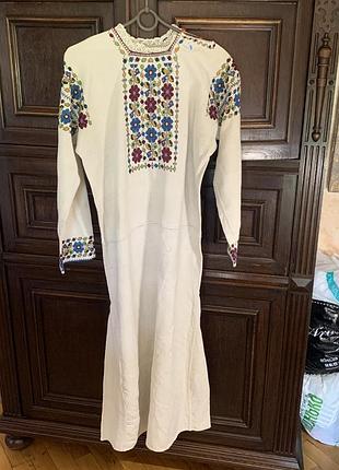 Антикварна сорочка ручної роботи сукня старовинна вишита сорочка вишиванка вишита сукня плаття  льняна реставрована