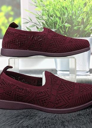 Мокасины женские gipanis бордовые летние текстильные слипоны 4459