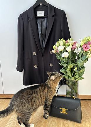 Женский удлиненный жакет stradivarius - черный