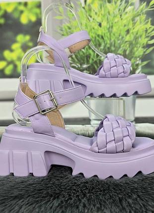 Босоножки женские башили сиреневые на платформе 4510