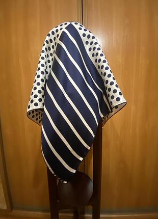 Шовкова хустка з комбінованим принтом: горошки і смужки