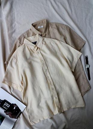 Качественная хлопковая рубашка в составе лен blue harbor