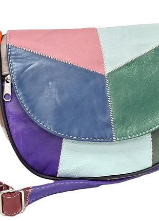 Сумка женская кожаная цветная кросс-боди 18*22*7 (туречна)