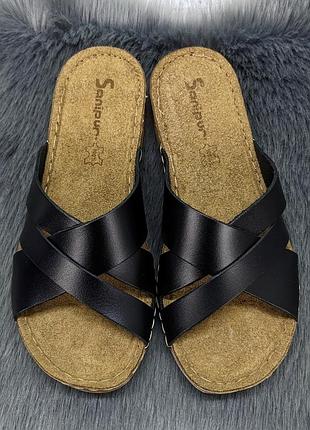 Шлёпанцы женские sanipur черные на плоской подошве 4903