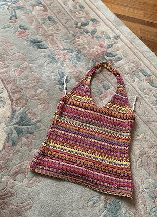 Топ вязаный новый облегающий с открытой спиной