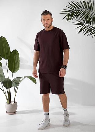 Якісний літній чоловічий костюм футболка і шорти кулір спортивний комплект однотонний