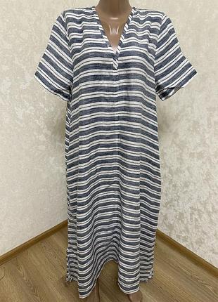 Неймовірна брендова  вільна лляна сукня в смужку john lewis
