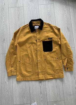Овершот верхня сорочка рубашка від bershka жовта джинсовка куртка