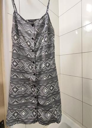 Штапельный халатик для отдыха сарафан мини сукня на пуговицах для пляжа принт