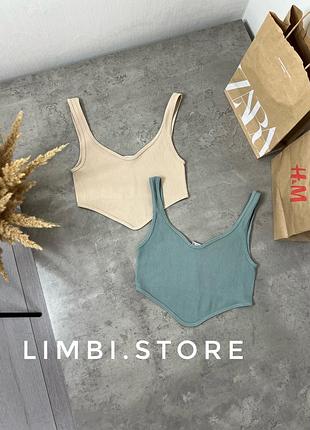 🌷еластичні топи в рубчик зара zara