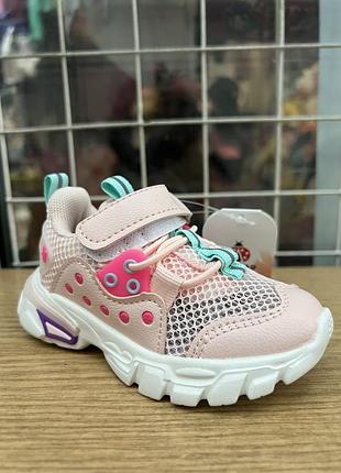 Нові кросівки дівчачі рожеві маленькі сітка