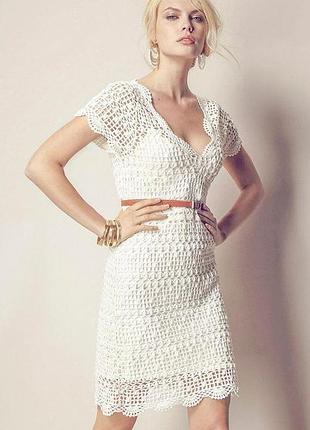 Белое натуральное платье кроше