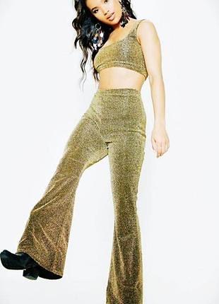 Штани палаццо літні брюкі блискучі