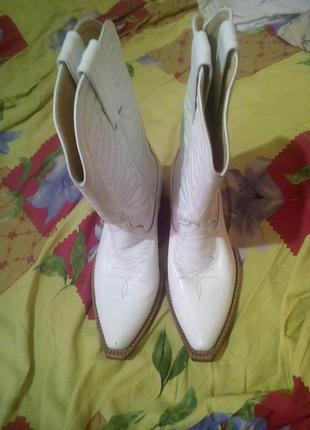 Сапожки-казаки, женские,белые