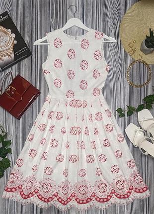 Белое хлопковое платье с красным принтом asos #4163