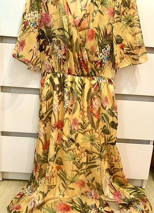 Легка жовта сукня з розрізом zara