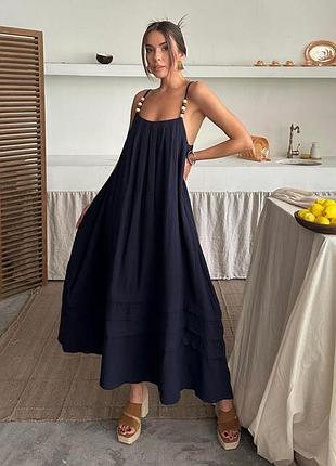 Летний однотонный сарафан свободного кроя