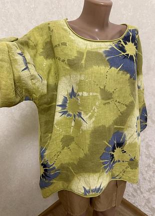 Відмінна італійська блуза сорочка з льону та віскози італія