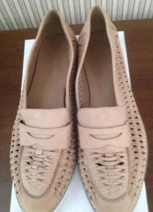 Нові шкіряні плетені м’які еластичні туфлі лофери new look 41-42 (27.5-10) на широку ногу