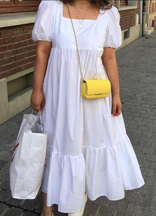 Хлопковое миди платье свободного кроя h&m