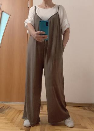 Классный трикотажный комбинезон с карманами, размер 16