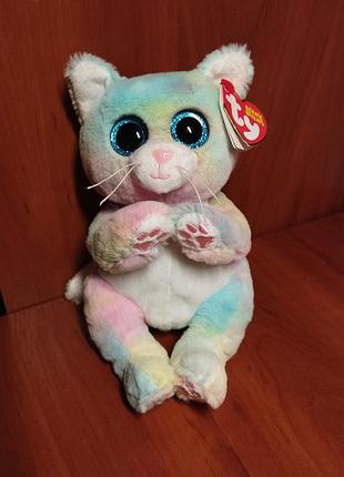 Мягкая игрушка ty beanie bellies радужный кот jenni глазастик. 22 см.