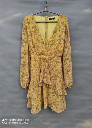 Шифоновое платье в мелкий цветочный принт от boohoo размер uk 18