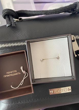 Золоті сережки з діамантами (біле золото)