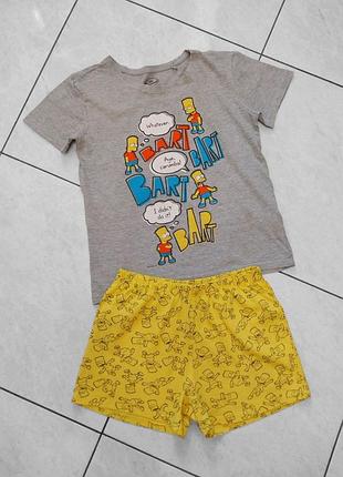 Костюм комплект пижама, футболка и шорты на мальчика 128-134 см, simpsons, sinsay