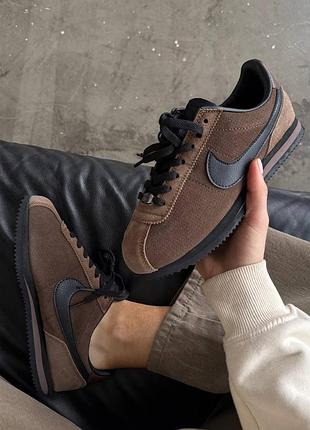 Брендовые кроссовки nike cortez brown/black, жюнкие кроссовки найки кортез