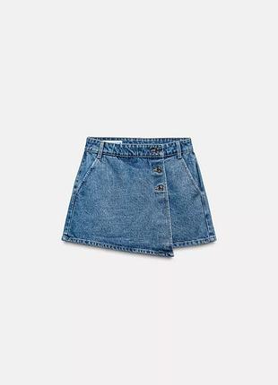 Сині джинсові шорти-спідниця zara / синие джинсовые шорты-юбка зара