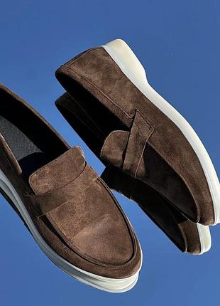 В наявності трендові лофери натур замш / шоколад коричневі 28 см