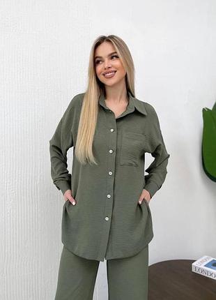 Костюм двійка жатка сорочка штани брюки